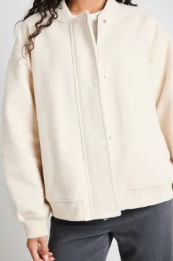 Among the Brave Brisk Bone Boucle Bomber Jacket