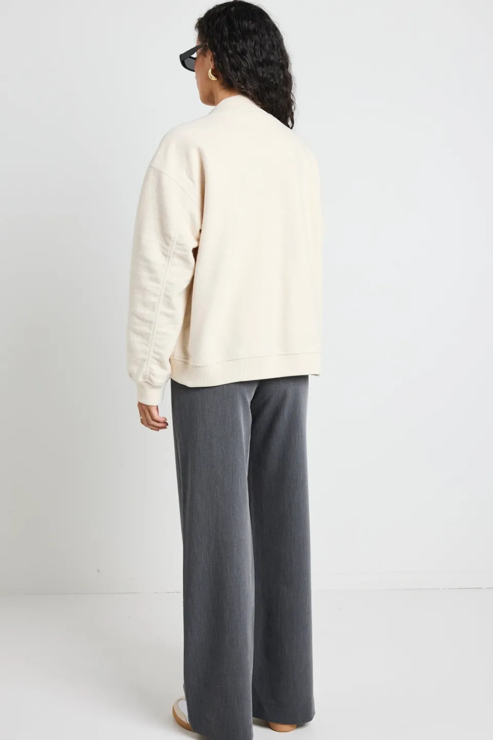 Among the Brave Brisk Bone Boucle Bomber Jacket