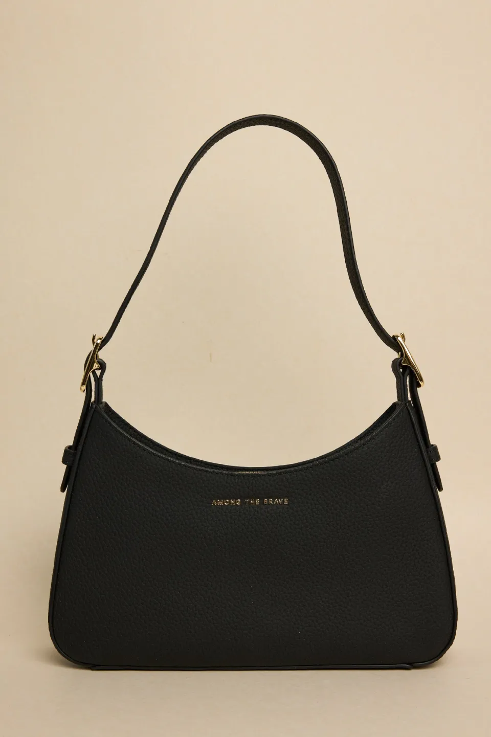 Among the Brave Brooklyn Black Leather Double Buckle Shoulder Bag