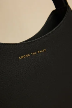 Among the Brave Brooklyn Black Leather Double Buckle Shoulder Bag