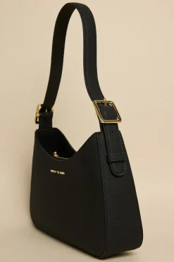 Among the Brave Brooklyn Black Leather Double Buckle Shoulder Bag
