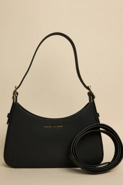 Among the Brave Brooklyn Black Leather Double Buckle Shoulder Bag