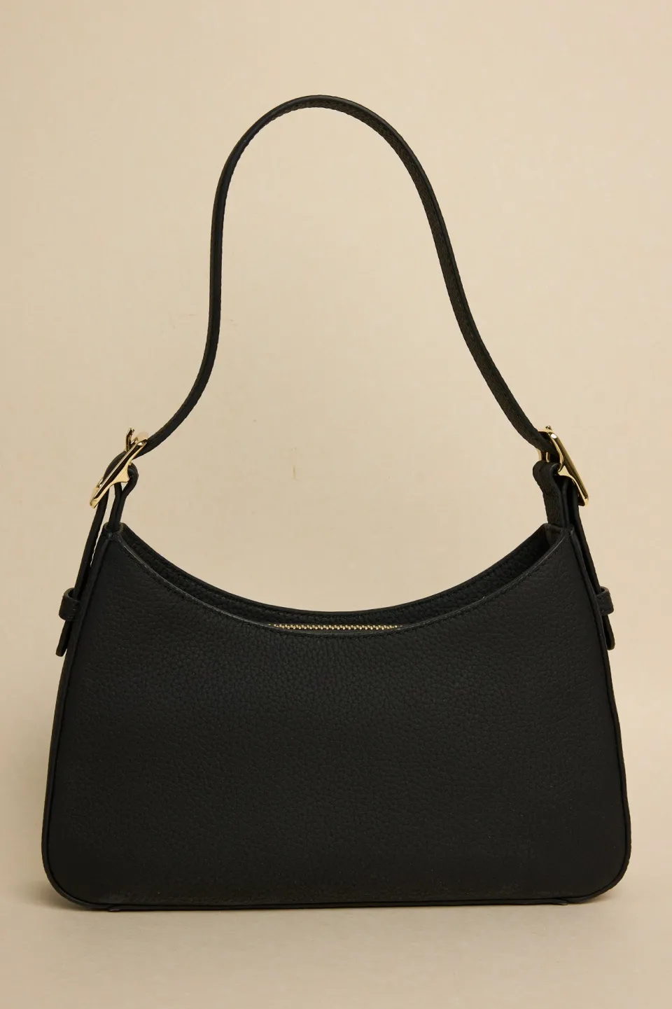 Among the Brave Brooklyn Black Leather Double Buckle Shoulder Bag
