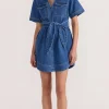 Staple The Label Brooks Mid Blue Denim SS Mini Dress