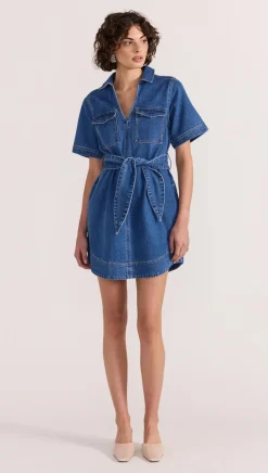 Staple The Label Brooks Mid Blue Denim SS Mini Dress