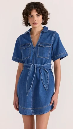Staple The Label Brooks Mid Blue Denim SS Mini Dress