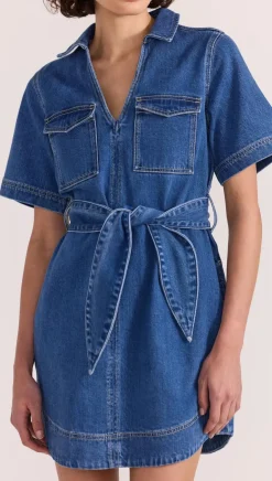 Staple The Label Brooks Mid Blue Denim SS Mini Dress
