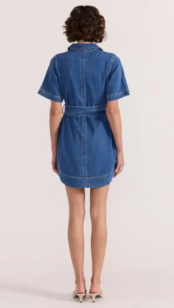 Staple The Label Brooks Mid Blue Denim SS Mini Dress