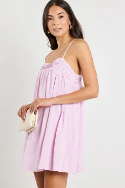 Love Lulu Cabana Pink Lilac Strappy Tie Back Mini Dress