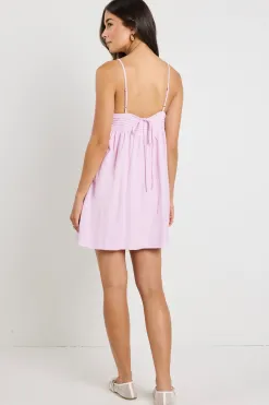 Love Lulu Cabana Pink Lilac Strappy Tie Back Mini Dress