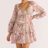 Mink Pink Cadence Pink Paisley Babydoll Mini Dress