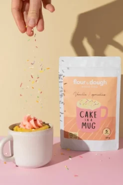 Flour u0026 Dough Cake In A Mug Vanilla Sprinkles Baking Mix