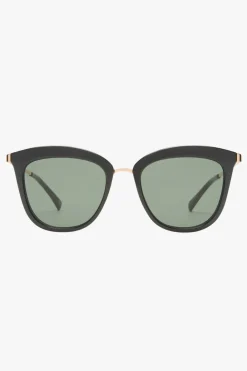 Le Specs Caliente Black Gold Arms Khaki Lens Sunglasses