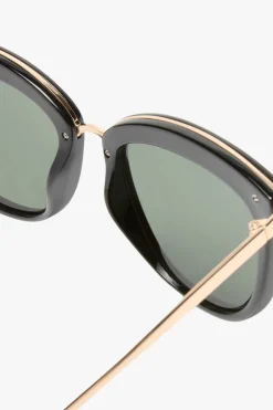 Le Specs Caliente Black Gold Arms Khaki Lens Sunglasses