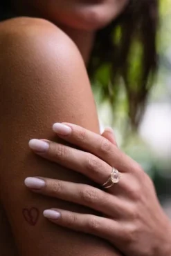Love Lunamei Calming Sterling Silver Plate with Herkimer Quartz Medium Ring
