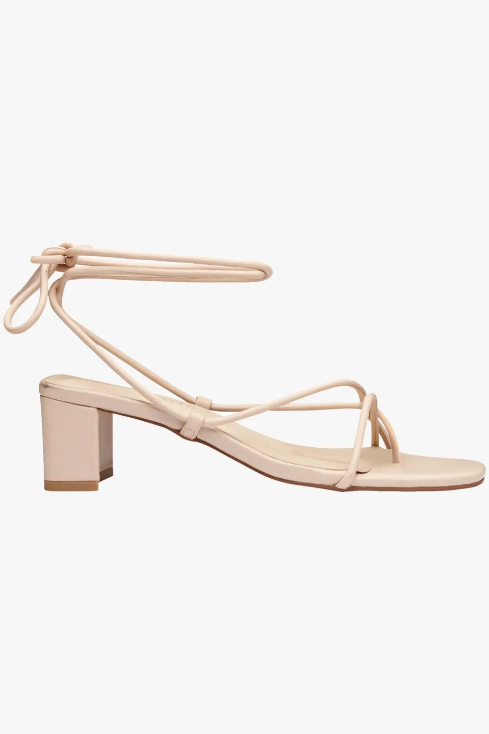 Solsana Cameo Strappy Wrap Tie Nude Leather Heel