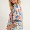 Ivy + Jack Candid Watercolour Frill Sleeve Crew Neck SS Top