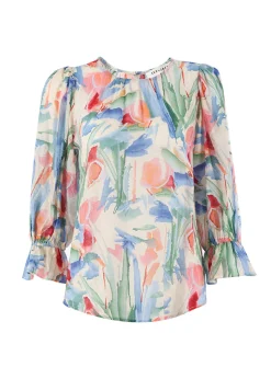 Ivy + Jack Candid Watercolour Frill Sleeve Crew Neck SS Top