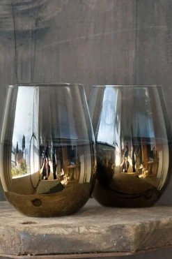 Nel Lusso Cariso Metallic Gold Stemless Wine Glass Each