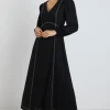 Stories be Told Case Black LS Contrast Stitch Midi Dress