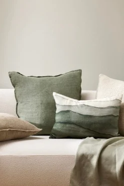 Baya Cassia Moss Feather Inner 55x55cm Linen Cushion
