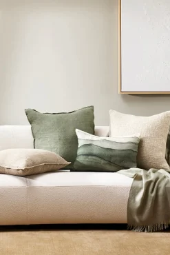 Baya Cassia Moss Feather Inner 55x55cm Linen Cushion