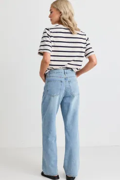RE:UNION Label Cedar Cool Blue Mid Rise Relaxed Jean