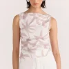 Staple The Label Celeste Beige Floral Mesh Top