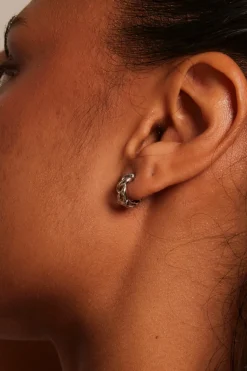 Humble + Heart Chain Hoop EOL Rhodium Earrings