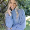 Humidity Lifestyle Chantae Blue High Neck Knit Jumper