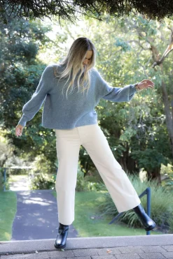 Humidity Lifestyle Chantae Blue High Neck Knit Jumper