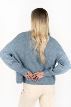 Humidity Lifestyle Chantae Blue High Neck Knit Jumper