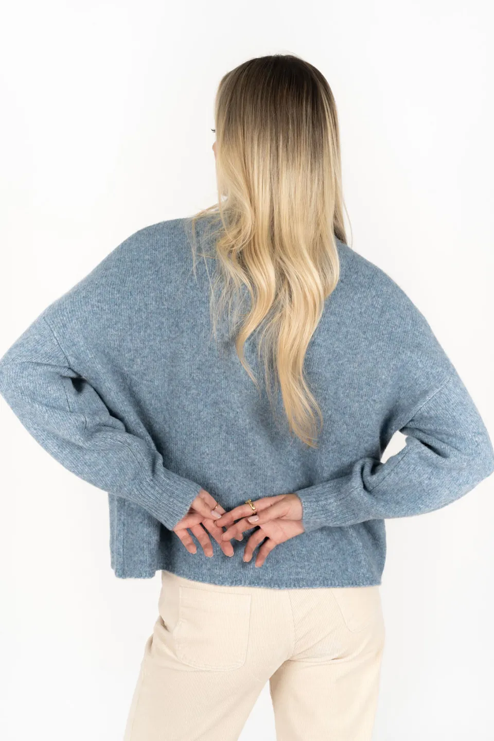 Humidity Lifestyle Chantae Blue High Neck Knit Jumper