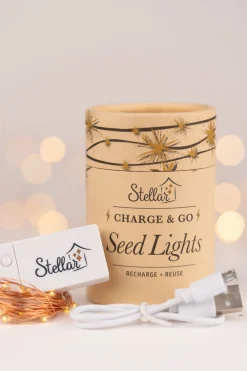 Stellar Haus Charge & Go Silver Warm White Rechargable 3m String Seed Lights