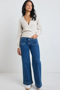 Ivy + Jack Charm Oat Marle Wrap Knit Jumper