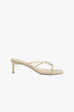 Solsana Chrissy Parchment Thin Strap Mule Heel