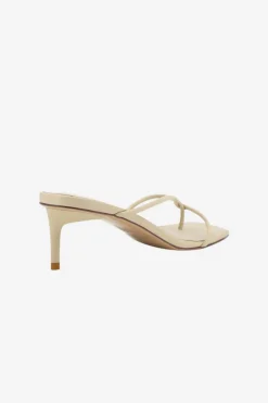 Solsana Chrissy Parchment Thin Strap Mule Heel