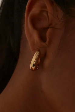 Humble + Heart Chunky Drop Gold Hoop Earrings