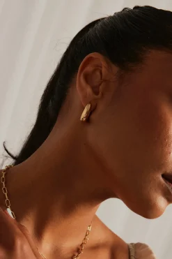 Humble + Heart Chunky Drop Gold Hoop Earrings