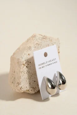 Humble + Heart Chunky Teardrop EOL Rhodium Stud Earrings
