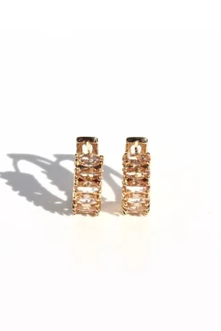 Queen of the Foxes Citrine Cluster Gold Huggies