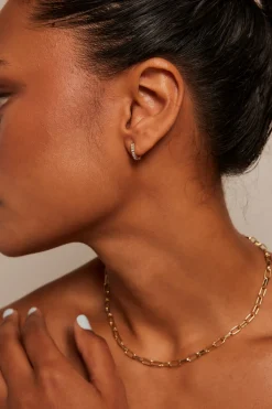 Humble + Heart Classic Diamante Gold Huggie Earrings