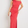 Stories be Told Classified Cherry Off Shoulder Tuck Maxi Dress