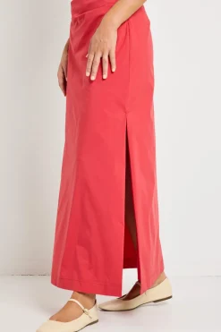 Stories be Told Classified Cherry Off Shoulder Tuck Maxi Dress