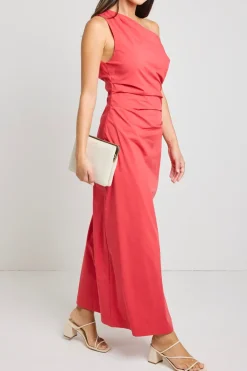 Stories be Told Classified Cherry Off Shoulder Tuck Maxi Dress