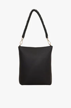 Saben Claudette Black Knotted Handle Leather Shoulder Bag