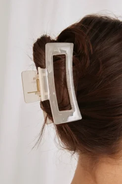 Love Lulu Clear White Large Claw Clip