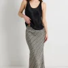 Among the Brave Cleo Geometric Satin Bias Cut Midi Skirt