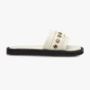 Solsana Cleo Off White Leather Slide with Gold Charms