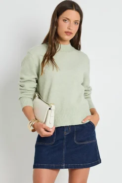 Ivy + Jack Cloud Sage Funnel Neck Knit Jumper